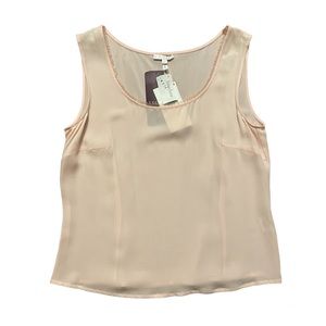 NWT Escada pale pink tulle ruffle trim sleeveless silk top size 38 EU